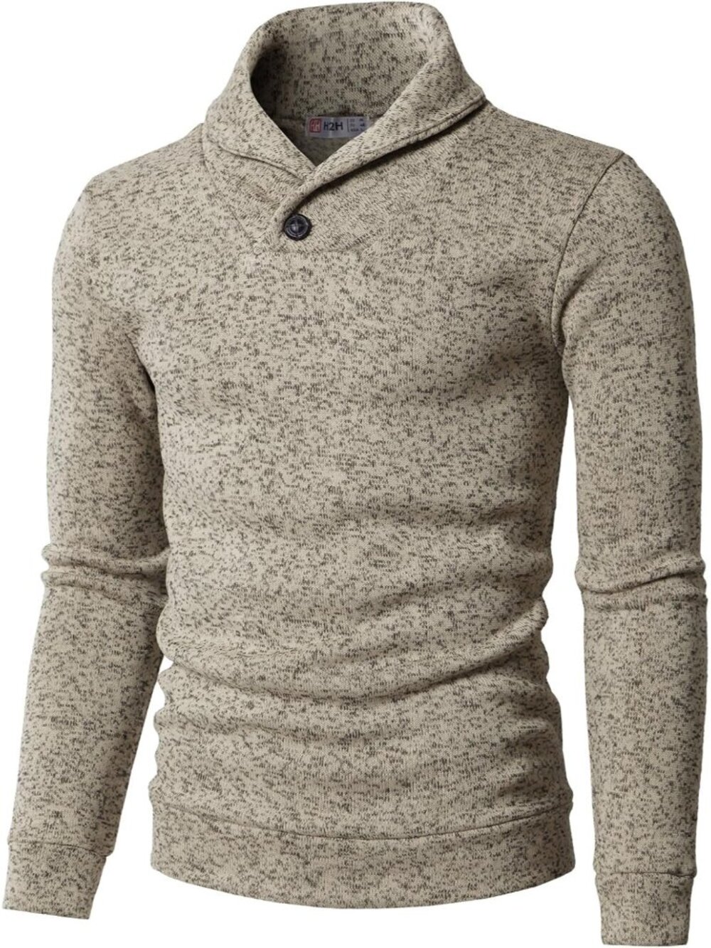 Men Designer Shawl Collar Sweater Fall Casual Cotton Knit Pullover Sweater Ivory